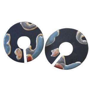 Vintage Round Donut Hoop Earrings Fun Design Enamel Colors